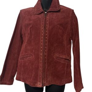 Monterey Bay Women's Vintage Light Burgundy Suede Leather Jacket Size 10P